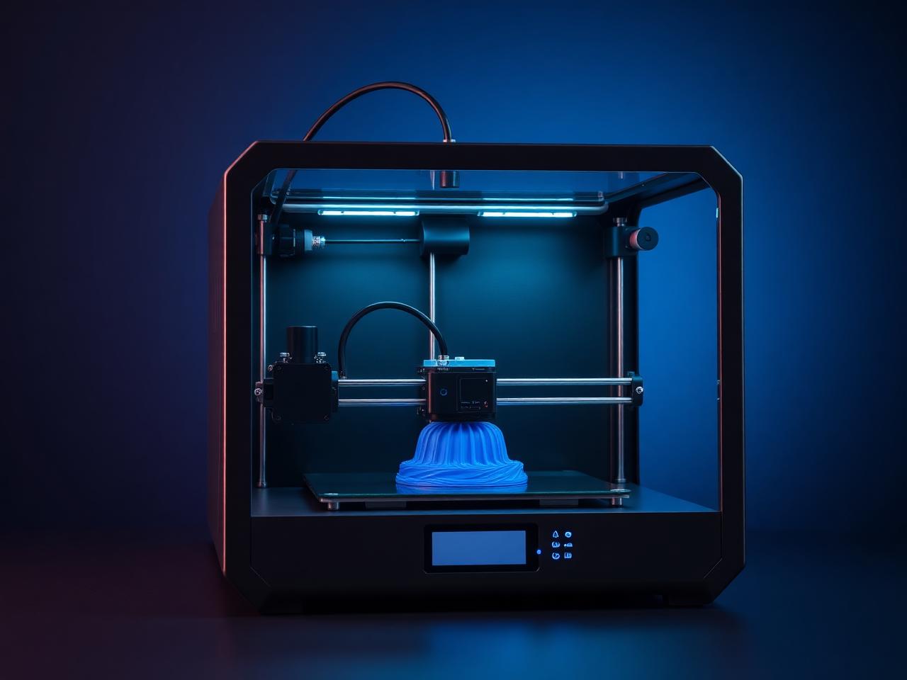 3D-printer die een blauw PLA-object print